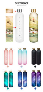 Bouteille d'eau en plastique écologique de luxe givrée de 1 litre avec couvercle à vis en acier inoxydable Tritan, avec des moments de réflexion motivants, pour la rentrée scolaire - Product Image 4