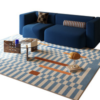 Moderner Minimalistischer Quadratischer Polyester-Teppich Gestreiftes Einfarbiges Geometrisches Muster Großflächig für Wohnzimmer Schlafzimmer Arbeitszimmer