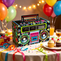 Boîte de rangement créative rétro de haute qualité, fournie par l'usine, pour radio cassette stéréo, idéale pour les fêtes, les bonbons et l'emballage cadeau.