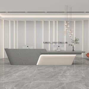 Moderno Escritorio de recepción integrado de madera hecho con pintura para hornear para edificio de oficinas para hotel salón de belleza <span class=keywords><strong>bar</strong></span> centro de ventas empresa - Product Image 4