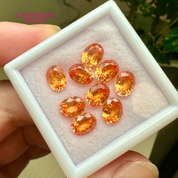 Saphir synthétique Fanta cultivé en laboratoire Cadermay, forme ovale 4x6mm-15x20mm, avec des inclusions et des fissures mineures, pour la fabrication de bijoux