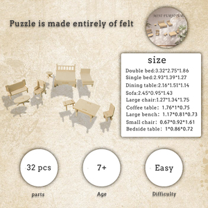 Jeu de meubles miniatures en feutre 3D léger non tissé pour enfants, puzzle éducatif, jouet, cadeau - Product Image 2