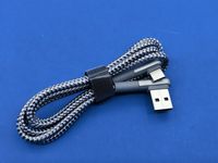 Câble de données USB Type-C en alliage de zinc, double angle droit, forme barbelée, 1 mètre, nylon, charge rapide 3A pour téléphone portable et jeux