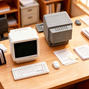 <strong>Dollhouse</strong> mini appliances, mini computer model, Blythe doll accessories, vintage desktop computer - Product Image 3