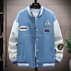 Camiseta Kasual Universitas Jaket Bisbol Oem Kustom Logo Bordir Chenille <span class=keywords><strong>Luar</strong></span> Ruangan Jaket Kulit Longgar Untuk Pria - Product Image 6