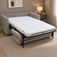 Canapé-lit moderne à carreaux avec matelas intégré et structure métallique pliable pour chambre d'amis minimaliste