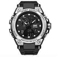 Pria tahan guncangan 5 BAR tahan air luar ruangan olahraga mewah Alarm jam Chronograph Dual time Analog jam tangan digital untuk pria