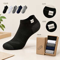 Chaussettes de sport basses noires pour basketball, avec coussinets de maintien de la cheville, talon rembourré, bout renforcé, maille respirante et manchette graduée
