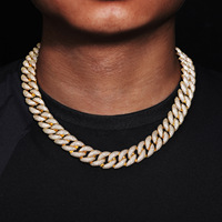 Collier Moissanite Europe États-Unis Transfrontalier 15mm Pave 5 Rangs Zircon Bubble Cuba Chaîne Miami Hip-Hop Personnalité Tendance