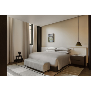 Conjunto completo de dormitorio de melamina moderno para habitación estándar para cadena de hoteles, apartamento, Hostal <span class=keywords><strong>juvenil</strong></span>, Villa, habitación de invitados, mesa pintada - Product Image 2
