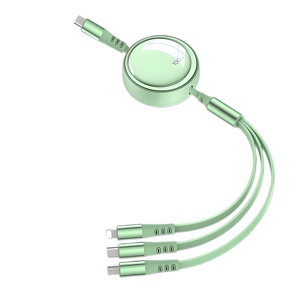 Cable <span class=keywords><strong>de</strong></span> Carga Rápida Retráctil 3 en 1 <span class=keywords><strong>de</strong></span> 100W, Cable USB C con Ajuste Telescópico <span class=keywords><strong>de</strong></span> 5 Pasos, 6A para <span class=keywords><strong>Teléfono</strong></span> Móvil y Car Play - Product Image 1