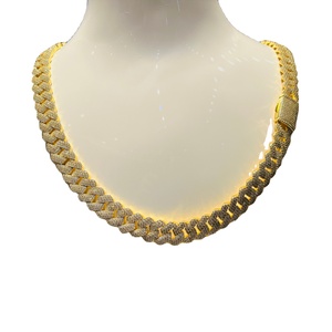 Cuban Link Chain Full Diamond Double Row <b>Necklace</b> Fashionable 14K 18K Gold Material for Men and Women - Product Image 2