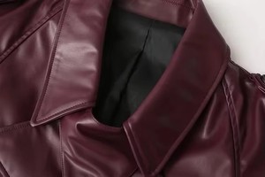 Mùa Thu Của Phụ Nữ Giản Dị Đứng Cổ Áo Da Áo Khoác Áo Khoác Đơn Giản Đa Năng Thiết Kế Cotton Lụa Không Thấm Nước Mùa Đông Rắn Nhuộm - Product Image 5