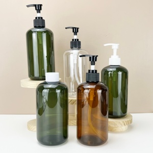 Luxury Empty Shampoo Plastic <b>Pump</b> <b>Bottle</b> Glossy clear Amber Green 200ml 250ml 300ml 500ml Round Cosmetic Lotion Plastic <b>Bottle</b> - Product Image 6