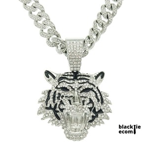 Collier pendentif tête de tigre hip-hop de qualité supérieure pour hommes, en acier inoxydable, style streetwear audacieux, bijoux à vendre - Product Image 2