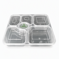 Plateau alimentaire multi-compartiments avec couvercle, en PP transparent, boîte jetable à 6 sections, sans BPA, compatible micro-ondes, pour plateaux de collations et bento