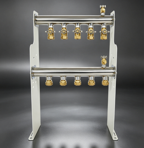 GHTECH GHNOR5p Colector de Calefacción por Suelo Radiante de 5 Puertos, Acero Inoxidable, Sistema de Calefacción Hidrónica por Agua Caliente, 376*135*625mm - Product Image 1