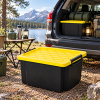 Boîte de rangement pour équipement de camping, bac en plastique robuste de 25 L, organisateur de coffre de voiture pour pique-nique en plein air
