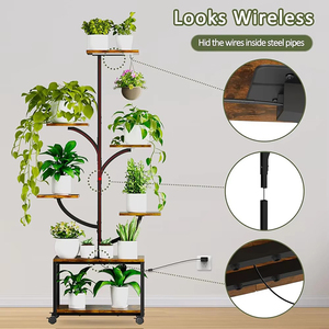 Soporte para plantas <span class=keywords><strong>con</strong></span> luz para cultivo, estante para plantas, <span class=keywords><strong>macetas</strong></span> <span class=keywords><strong>con</strong></span> rueda para interior, exterior, hogar, oficina, plantación, jardinería - Product Image 2