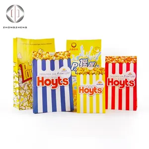 Impressão de logotipo do popcorn personalizado profissional com sacos de papel do couro bovino da janela