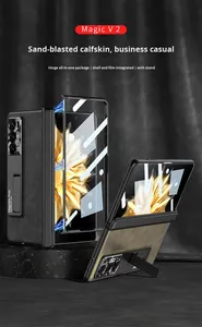 <span class=keywords><strong>Pour</strong></span> <span class=keywords><strong>Honor</strong></span> Magic V2 <span class=keywords><strong>coque</strong></span> de téléphone givré pli charnière cuir artificiel 5G Street Fashion étui antichoc avec support - Product Image 5
