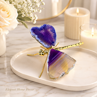 Ornement Libellule en Agate Violette Naturelle, Décoration de Bureau en Cristal, Cadeau pour la Maison et le Bureau