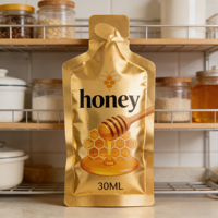 Sachet plastique personnalisé à trois soudures latérales de qualité alimentaire 30 ml pour gel énergétique liquide, boisson, jus de fruits, miel