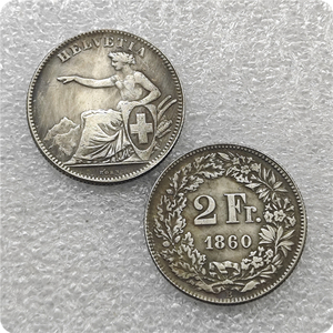 1850A,1857B,1863B,1896B Zwitserland 2 Franken Antieke Stijl Herdenkingsmunten, Geschenken, Woondecoratie - Product Image 3