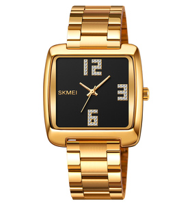 Reloj de cuarzo chapado en oro vintage con logotipo personalizado OEM ODM para mujer, relojes analógicos lujosos con banda de acero inoxidable y diamantes - Product Image 2