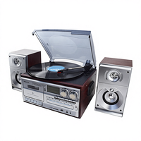 Lecteur de disques vinyles et tourne-disques en gros avec haut-parleurs externes, Bluetooth, lecture et enregistrement USB SD, cassette, CD, radio pour la maison et le bureau