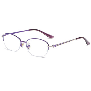 Gafas de lectura para mujer, montura ovalada morada, lentes transparentes antiluz azul para protección de los ojos de personas mayores - Product Image 1
