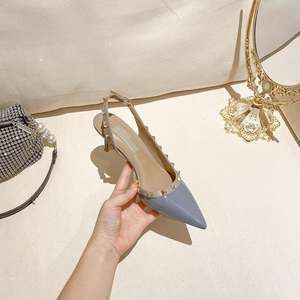 Women's Pointed One-Line <strong>High</strong> <strong>Heeled</strong> <strong>Running</strong> <strong>Shoes</strong> with Stylish Rivets Elegant Sandals - Product Image 2