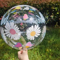 Ballon Bobo transparent imprimé double face Joyeux Anniversaire 20 pouces, lot de décoration de fête en gros