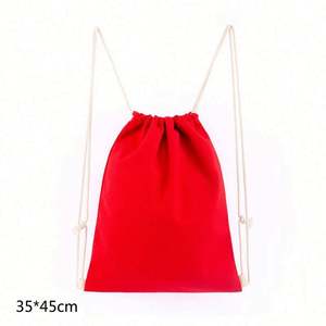 Durable Cotton <b>Drawstring</b> Tote Travel Storge Bag Blank Plain Canvas String <b>Backpack</b> With Custom Logo - Product Image 2