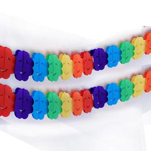 Guirnalda de Flores de Papel de 3m, Colorida, con Forma de Tren y Caras Sonrientes, para Decoración de Fiestas de Cumpleaños, Bodas, Reutilizable - Product Image 3