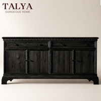 Buffet de luxe en bois massif, armoire architecturale à 4 portes avec tiroirs pour hôtel, villa, salon