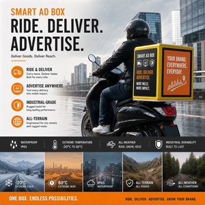 Boîtier de livraison LED P3 contrôlé, gestion via l'application <span class=keywords><strong>Pandora</strong></span>, coque industrielle en PRV 500x500mm pour flotte publicitaire professionnelle - Product Image 3