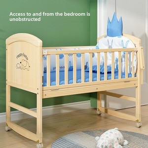 <span class=keywords><strong>Culla</strong></span> in Legno di Pino Multifunzionale, Design Semplice, Non Verniciata, Dondolo Oscillante Sicuro per Neonati, Movibile ed Espandibile, per Uso Ospedaliero - Product Image 1