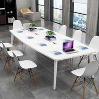 Mesa de Reuniones Rectangular Moderna de Madera, Escritorio de Conferencia Estable para Oficina y Espacio de Trabajo Empresarial