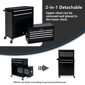 Low MOQ 2-layer 8 Drawers <b>Tool</b> Box Roller Cabinet Black Rolling <b>Tool</b> <b>Cart</b> with Lockable Drawers <b>for</b> Workshop Garage <b>Tool</b> Storage - Product Image 6