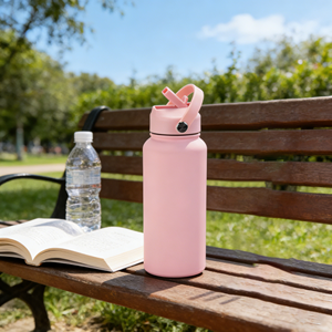 Bouteille d'eau sportive RTS en acier inoxydable, grande capacité 1L, style américain, à large ouverture, isolée, portable, avec poignée et paille - Product Image 6