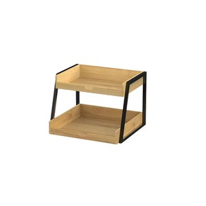 Étagère de présentation en bois et fer à 2 niveaux, détachable, pour rangement de bureau et organisation alimentaire - Product Image 3