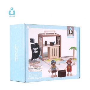 UDEAS Set blok bangunan bajak laut pulau harta karun dan boneka awal kayu pendidikan blok bangunan mainan - Product Image 6