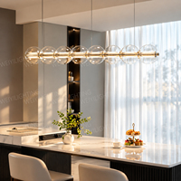 Lustre moderne contemporain en aluminium et cristal avec LED pour hôtel, restaurant, îlot de cuisine, bar, éclairage à intensité variable
