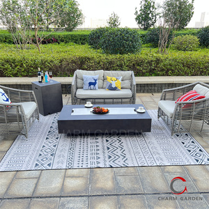 Table de feu en béton moderne de 65 000 BTU, aspect marbre naturel, foyer au propane pour jardin et patio - Brasero extérieur portable - Product Image 5