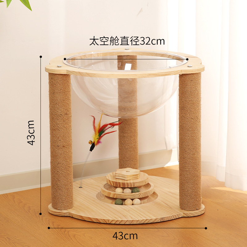 [Bois massif] Griffoir pour chat 4 en 1 Capsule spatiale de 32 cm