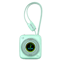 LDB32 3-in-1 Magnetische Powerbank 10000mAh 22.5W Snelladen TFT Scherm Stand Gevlochten Koord Kabel OEM Aangepast