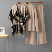 Ensemble 3 pièces pour femme : pull en maille et pantalon décontracté à jambes larges – Vente en gros