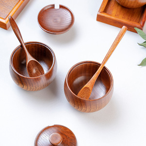 <b>Vintage</b> Jujube Wood Seasoning Jar & Spice <b>Box</b> with Lid Moisture-proof No Drilling Required for Home Kitchens - Product Image 4