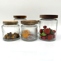 Bocaux en verre avec couvercle en bambou hermétique pour la vente en gros, contenants de cuisine écologiques de qualité supérieure pour la farine, le sucre, les épices et les grains de café